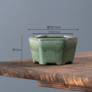 Pot de fleurs pour plantes succulentes, pot de bonsaï, forme carrée, pot de bonsaï en céramique émaillée à haute température, petit pot émaillé - Product Image 5