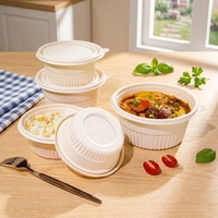 Boîte à lunch biodégradable jetable, moderne et minimaliste, en amidon de maïs, écologique, récipient à emporter, anti-fuite, de qualité alimentaire