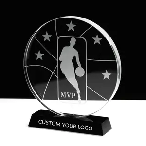 Wholesale Customized 2D laser carving Basketball trophies Basketball mvp trophy Crystal awards SPT-01C
