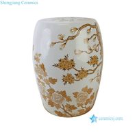 RZTX21-A Nouvelle table d'appoint en porcelaine peinte à la main, motif floral et faisan, ton sépia, style traditionnel chinois
