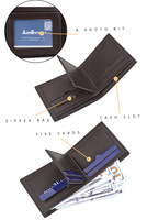 Baellerry dompet ramping pria mewah grosir kulit lipat tiga Cuir de Luxe Portefeuille