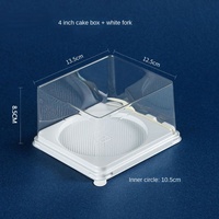 Boîte carrée transparente de 4 pouces pour gâteaux, puffs, desserts, biscuits, en plastique recyclable, mini-conteneur à gâteaux avec couvercle en dôme, vente en gros