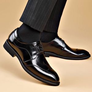 Chaussures habillées pour hommes, style rétro britannique, décontractées et élégantes, pour mariage, en cuir véritable, à enfiler, avec semelle intérieure en mesh – Meilleures ventes - Product Image 6