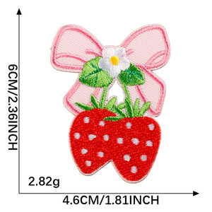 Offre Spéciale – Patch brodé thermocollant motif pomme rouge, fraise et animaux, autocollant adhésif pour sacs, vêtements et accessoires capillaires - Product Image 5