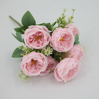 7-köpfiger Künstlicher Austin-Rosenstrauß Seidenblumen-Bouquet für DIY Wandkranz Hochzeit Party Zuhause Hotel Büro