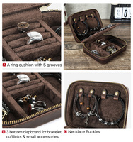 Boîte à bijoux de voyage de luxe avec logo personnalisé, en cuir véritable, rectangulaire, pour hommes, grande capacité, organiseur de bijoux