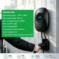 Chargeur EV AC 7-22kW IP66 mural, contrôle par application OCPP RFID pour BYD Tesla, usage domestique et commercial, garantie de 18 mois