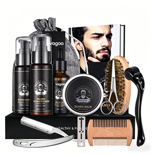 Set per la Cura della Barba 11 Pezzi, Shampoo, Siero per la Crescita, Balsamo, Spazzola, Pettine, Rullo, Forbici, Rasoio, Cura Quotidiana - Product Image 6