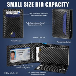 Carbon Fiber Leather <b>Wallet</b> With <b>RFID</b> <b>Blocking</b> Multiple Card Slots Men's <b>Wallet</b> For Everyday Use - Product Image 2