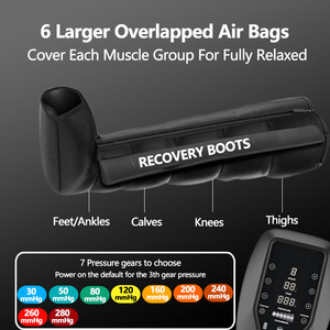 Appareil de massage par compression d'air portable avec batterie intégrée, contrôle de la minuterie 49W, 6 chambres, bottes de récupération pour les pieds et les jambes - Product Image 5