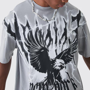 חולצת טי הדפסה דיגיטלית Boxy מותאם אישית עבור גברים חומצה לשטוף חולצות טי מודפס גרפי - Product Image 2