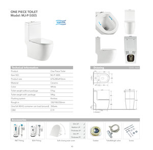 Toilette personnalisée Cuvette de toilette chinoise moderne 1 pièce Toilette Water Closet Toilette Ensemble avec siège à fermeture amortie - Product Image 2
