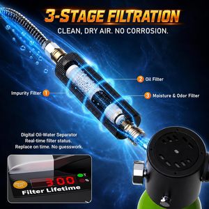 Compresseur d'air Smaco PcP 4500 Psi sans huile, double alimentation 12V DC 110V AC, accessoire de paintball - Product Image 4