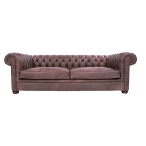 Sofá Chesterfield Clásico Moderno de 3 Plazas, Cuero Genuino, Tapizado con Botones Profundos, Mueble de Lujo para Sala de Estar, Diseño Confortable - Product Image 1
