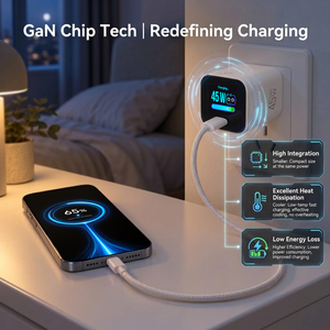 Chargeur GaN 45W Type C double port, adaptateur secteur mural, écran TFT intelligent, charge rapide, chargeur universel pour télé<span class=keywords><strong>phone</strong></span>, Royaume-Uni, États-Unis, UE - Product Image 5