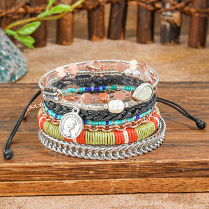 Bohemian Wrap Bracelets Multilayer Beaded Alloy <b>Rose</b> <b>Gold</b> Plated Unisex Fashion Jewelry - Product Image 2