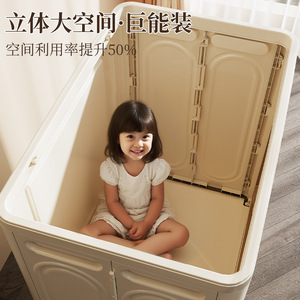 Large capacity flip-top toy storage <b>box</b>, thickened seasonal organizer for <b>clothes</b> and quilts, with wheels, portable. - Product Image 5