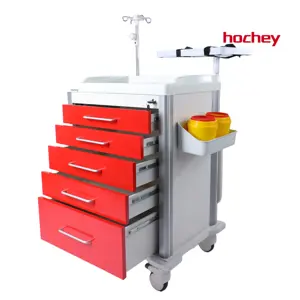 MT MEDICAL High Capacity 5 Drawers ABS Hospital Emergency Medical Anesthesia Medicine Trolley Cart For Patient