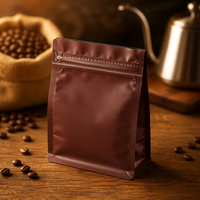 Sacs à café prêts à être expédiés en stock – Dernière collection en gros 125g 250g 500g – Emballage de grains de café à fond plat court avec valve