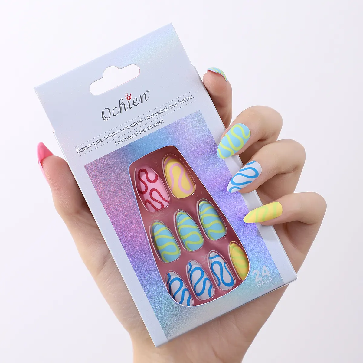 New Fashion Design Matte Gel Uv Coating Press Ons Colour Pre-glue False Nail Private Label Custom Press On Nails Wholesale Nails