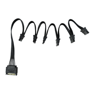 Câble répartiteur d'alimentation SATA 15 broches 1 vers 6, 62 cm, 18 AWG, cuivre étamé, mâle vers 6 ports SATA femelle pour plusieurs disques durs - Product Image 1