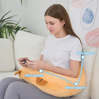 Coussin de jeu en peluche marron mignon en forme de capybara pour lecture sur les genoux ou assis au lit, coussin de soutien doux pour tablette/iPad