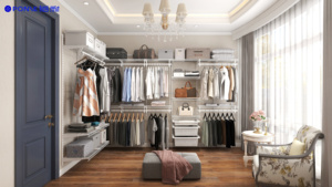 Dressing moderne de luxe avec panneaux en treillis métallique sur mesure, portes coulissantes verrouillables, meubles de chambre à coucher, caractéristiques <span class=keywords><strong>DIY</strong></span>, <span class=keywords><strong>porte</strong></span> en MDF durable - Product Image 4