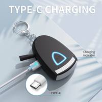 Alarme personnelle portable rechargeable USB-C 130 dB en plastique avec son et lumière, porte-clés d'urgence pour femmes et enfants, alerte de sécurité autonome