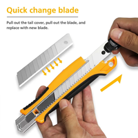 Couteau utilitaire à lame détachable de 18 mm ZY-235k, lame en acier inoxydable, poignée ABS+TPE, couleur personnalisée, coupe-boîte robuste pour travaux industriels et bricolage
