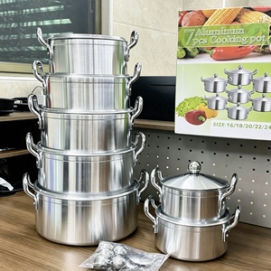 Juego de ollas y sartenes de <span class=keywords><strong>aluminio</strong></span> duradero y grueso de 14 piezas, juego de utensilios de cocina de gran capacidad con tapas, olla para sopa, cacerolas QQ - Product Image 6