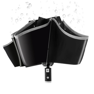 New Style Modern Safety <b>Umbrella</b> Night LED Constant Light Reflective Stripe Fully <b>Automatic</b> Three-Folding <b>Umbrella</b> 190T Pongee - Product Image 2