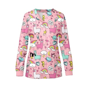 เสื้อสครับแพทย์แขนยาวพิมพ์ลายใหม่พร้อมส่ง ยูนิเซ็กซ์ ผ้าแห้งเร็ว อุ่นสบาย ยืดหยุ่นได้ดี ผ้าด็อบลี่ สแปนเด็กซ์ ไซส์ XL - Product Image 4