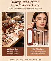 Ensemble de pinceaux de maquillage professionnels avec étui de voyage, poils synthétiques doux, kit cosmétique pour fond de teint, fard à joues, fard à paupières, outil de beauté pour femmes