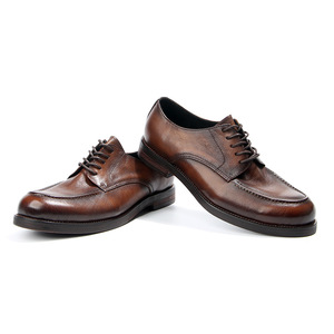 Chaussures habillées en cuir véritable marron pour hommes, à bout rond, fabriquées à la main, pour le bureau et les occasions formelles - Product Image 5