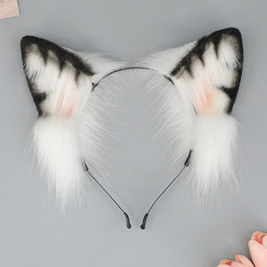 Bonitos conjuntos de cola y Diadema de gato esponjoso, conjuntos de animales Cosplay para gatos - Product Image 2