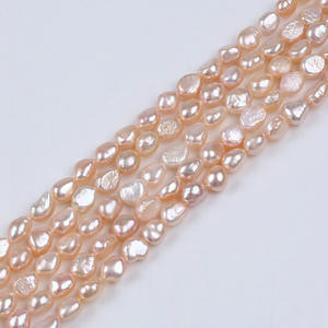 สร้อยคอมุกน้ำจืดธรรมชาติสีขาว ขนาด 8-9 มม. แบบกึ่งสำเร็จรูป ร้อยเชือก รูตรงสองด้าน สำหรับงาน DIY เครื่องประดับ ขายส่ง - Product Image 4