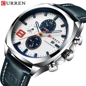 Montre sport pour homme CURREN 8324, marque haut de gamme, bracelet en cuir, chronographe, quartz, calendrier, montre homme, Relogio Masculino - Product Image 2