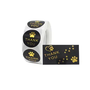 Customized Thank you card sticker set round black labels for supporting my small business