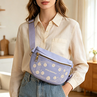 Sac banane élégant à motif floral en cuir PU, sac de poitrine et bandoulière pour femme, idéal pour les activités de plein air, le shopping et le sport
