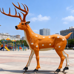 Lifesize Sika <span class=keywords><strong>Deer</strong></span> Sculpture Set Handgemachte realistische benutzer definierte Farbe Finish moderne Edelstahl wetter beständige Garten Patio - Product Image 2