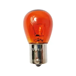 Pabrik Cina P21W krom perak kaca Amber S25 BA15s 1156 12V21W lampu stop mobil bohlam indikator ekor otomatis