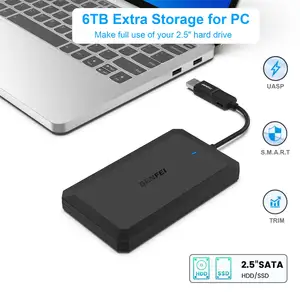 BENFEI 2.5 Inch SATA To USB Tool Free External Hard Drive Enclosure USB Type-C/Type-A To Sata Compatible For 2.5 Inch SSD