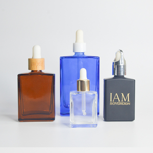 Frosted trắng rõ ràng vuông 100ml 50ml dầu Huyết thanh chai thủy tinh với ống nhỏ giọt cho tinh dầu chai với Pipette - Product Image 2