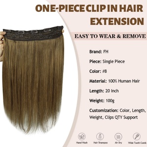 Extensiones de Cabello Humano con Clip, de una Sola Pieza, al por Mayor de Fábrica FH, Extensiones Rusas con 5 Clips - Product Image 5