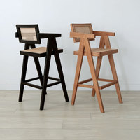 Chaise De Bar Bois De Teck Rotin Pierre Jeaneret Brun Teinté Vente En Gros