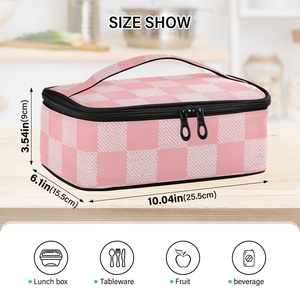 Eco-Friendly Custom Pink Checked Aluminum Foil Small <b>Lunch</b> <b>Box</b> Insulated Thermal Bento Cooler <b>Lunch</b> Bags for Outside Work - Product Image 2