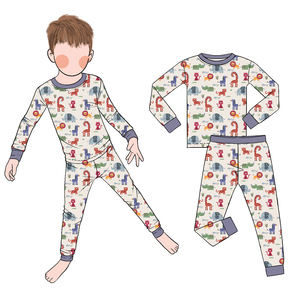 <span class=keywords><strong>Pyjama</strong></span> à manches longues pour garçons Little Glow Kid, best-seller, en fibre de bambou personnalisée, imprimé décontracté, vêtements de nuit printemps-automne - Product Image 2