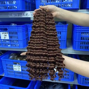 Extensions de cheveux humains en crochet Deep <span class=keywords><strong>Wave</strong></span> vietnamiennes pour le tressage, Deep <span class=keywords><strong>Wave</strong></span> bouclée, sans trame, tresses à effet plume, extensions de cheveux en crochet - Product Image 3