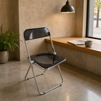 Chaise pliante transparente en acrylique avec structure chromée, chaise pliable en plastique pour événements, fêtes, mariages, banquets et maison