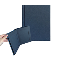 Album photo DIY fait main en lin noir tissé uni, couverture rigide, pages en carton noir double face de 3 mm, album de scrapbooking durable avec poches pour